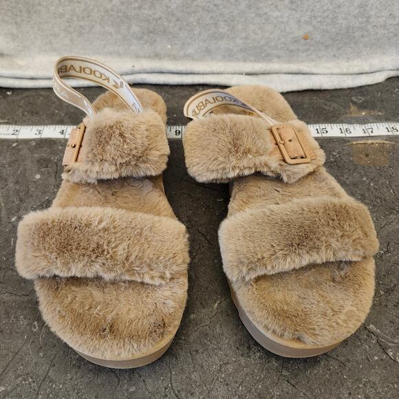 Koolaburra By‎ UGG Furry Slide Sandals Women's Size 9 Brown Furry Slingback - Picture 1 of 6